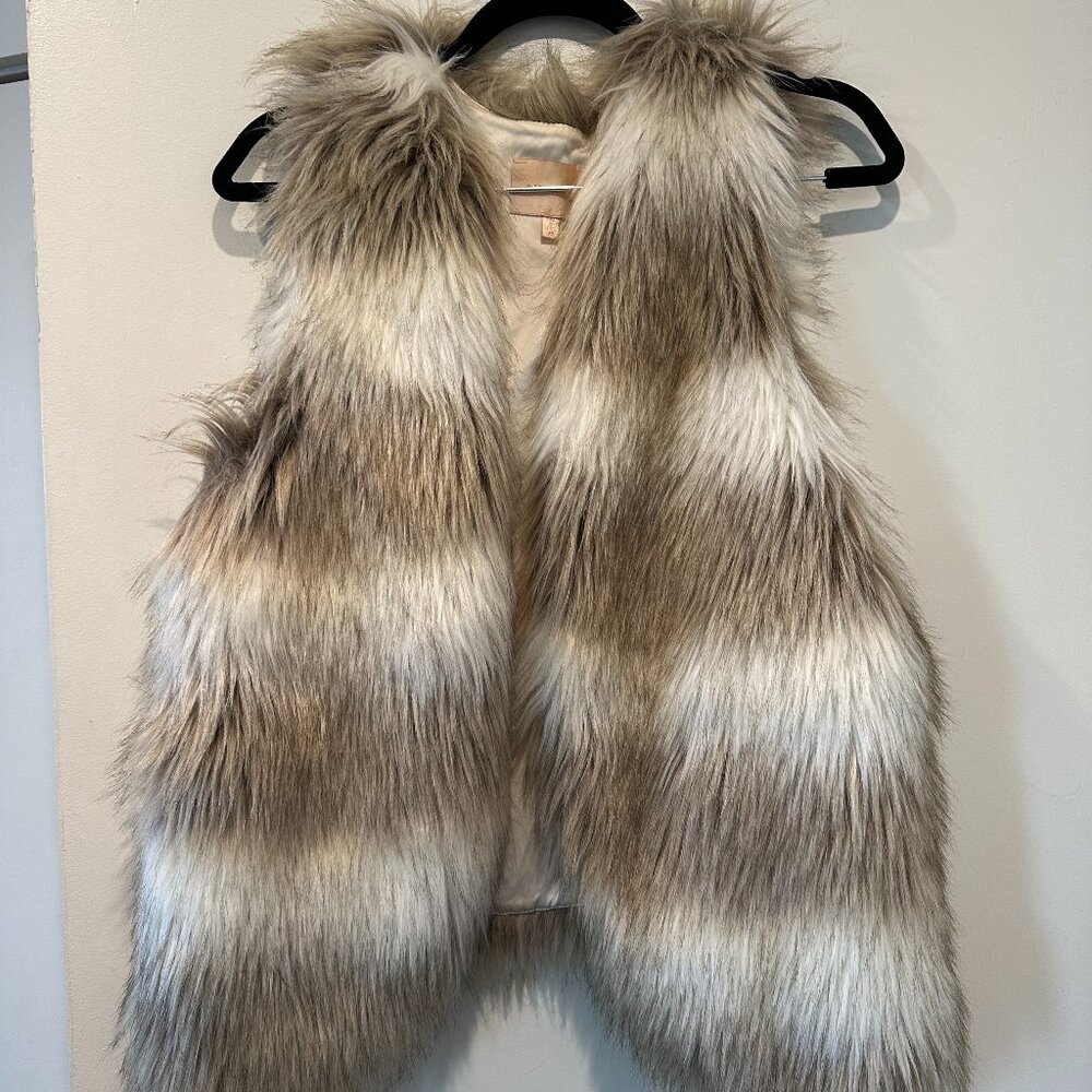 Skies Are Blue Striped Faux Fur Vest